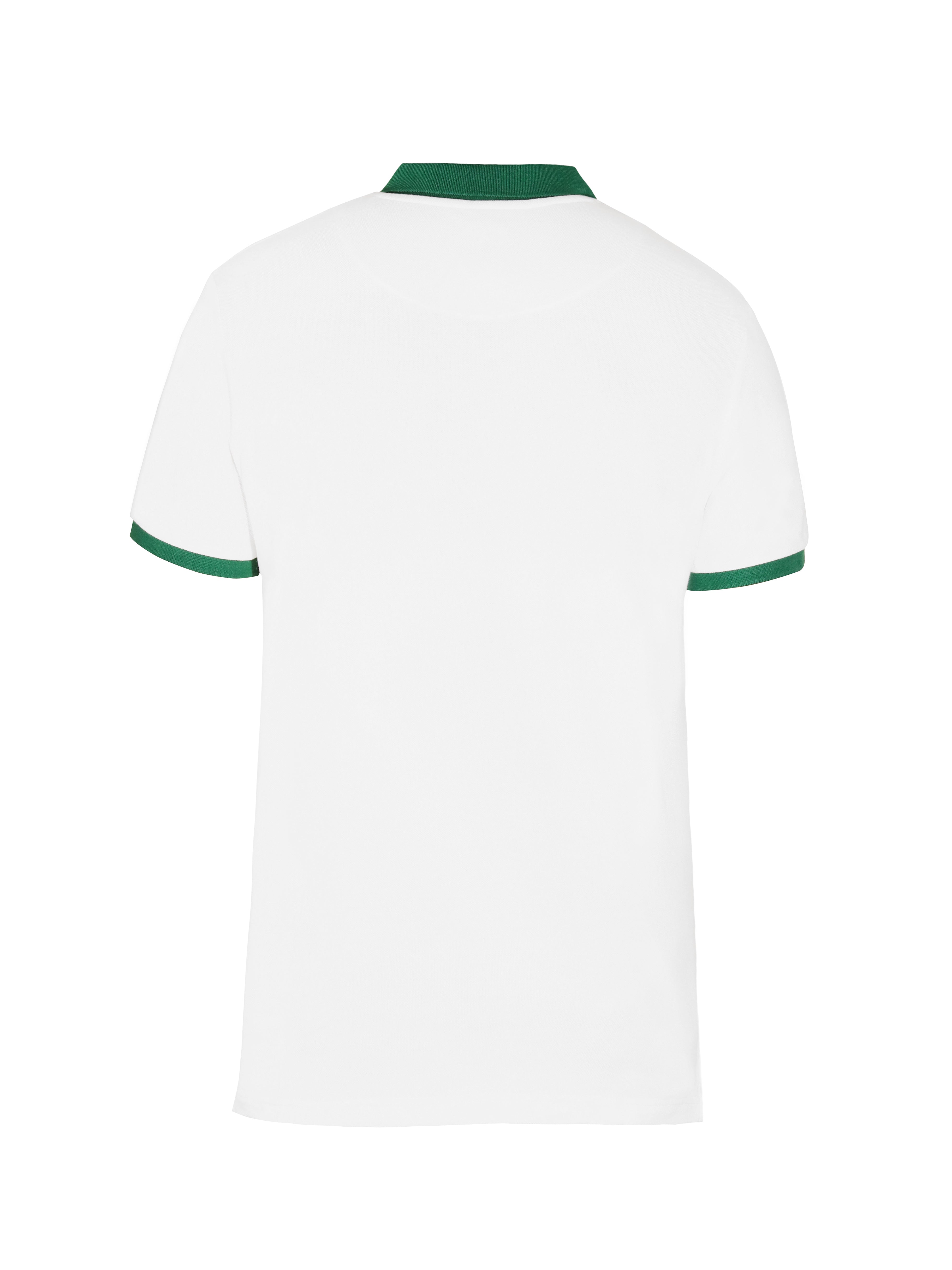 White & Green Print Polo