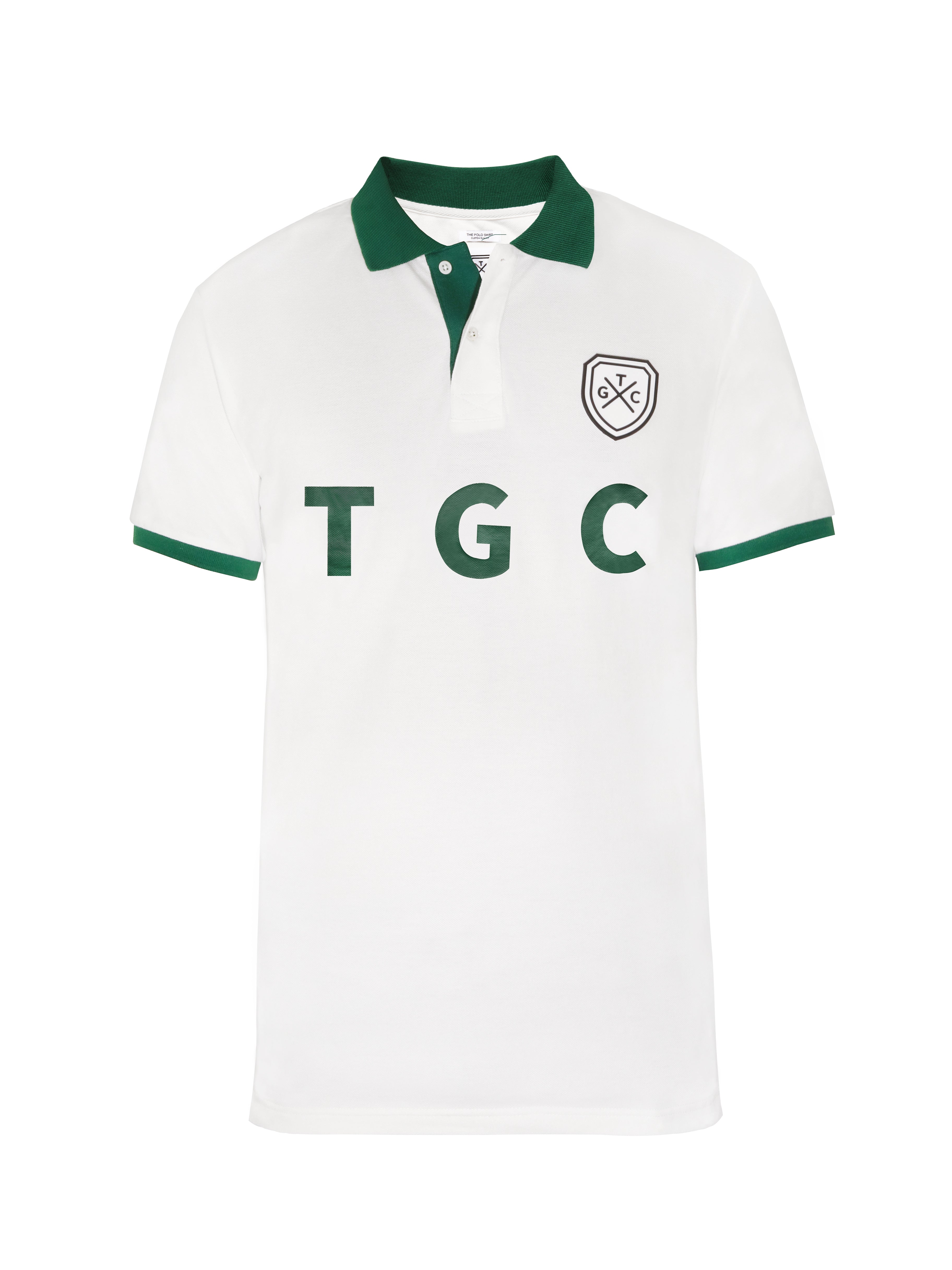 White & Green Print Polo